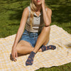 Blue Protect Foxes Footie Socks, Medium