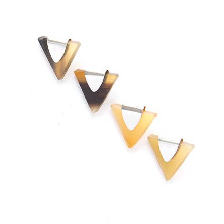 Silver-Plated Triangle Horn Stud Earrings-Nickel-Free
