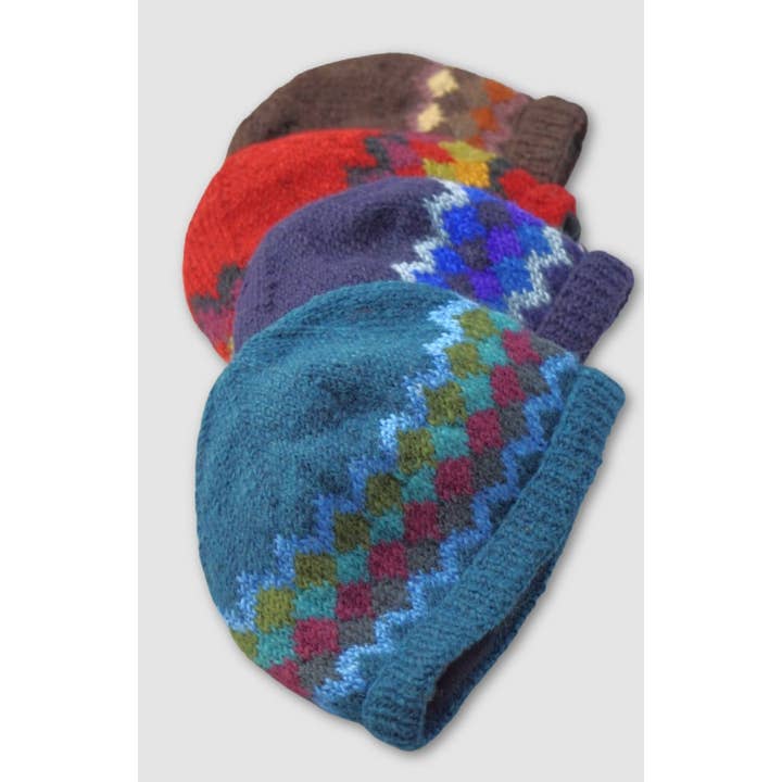 Diamond Pattern Lined Wool Hat