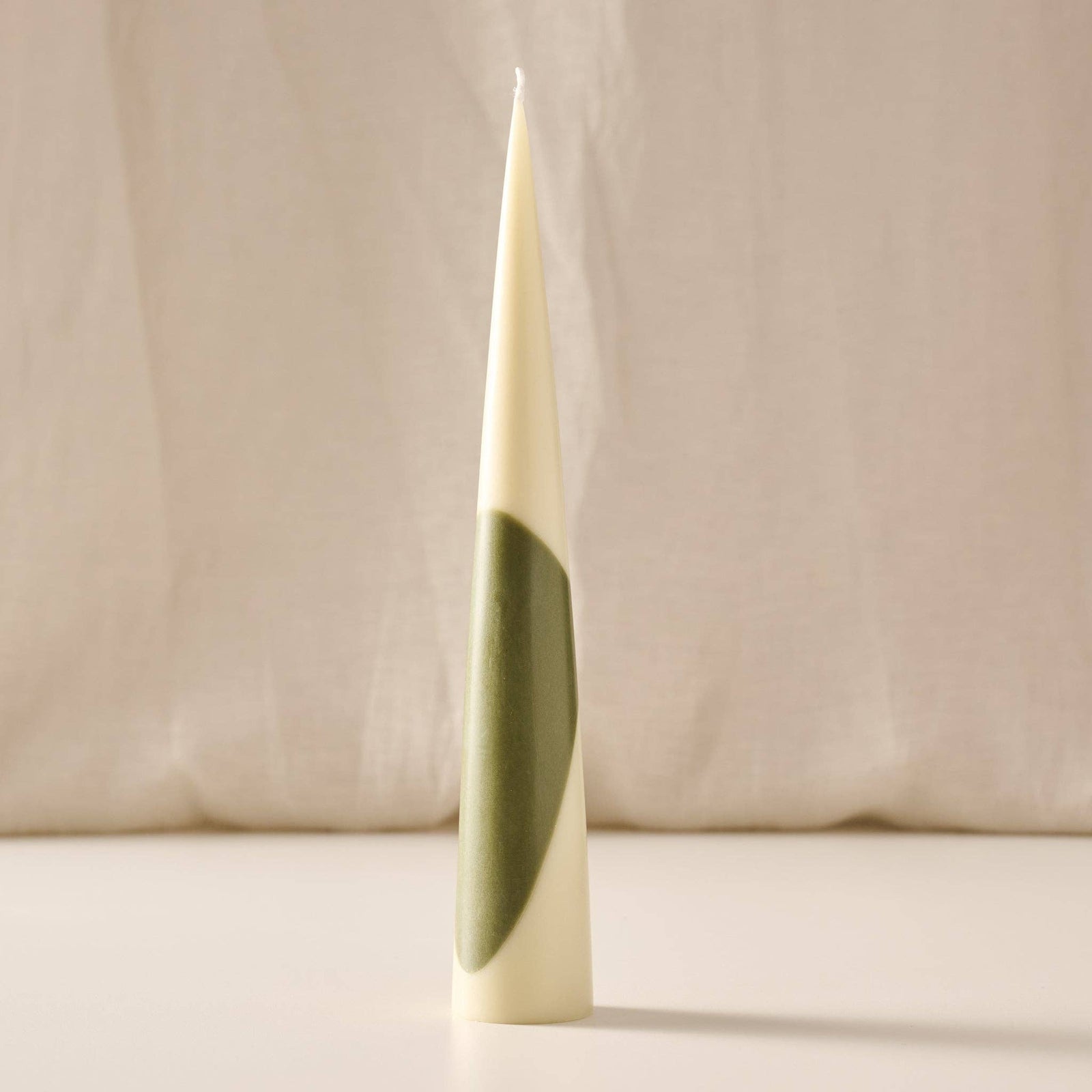 Green Striped Palm Wax Cone Candle