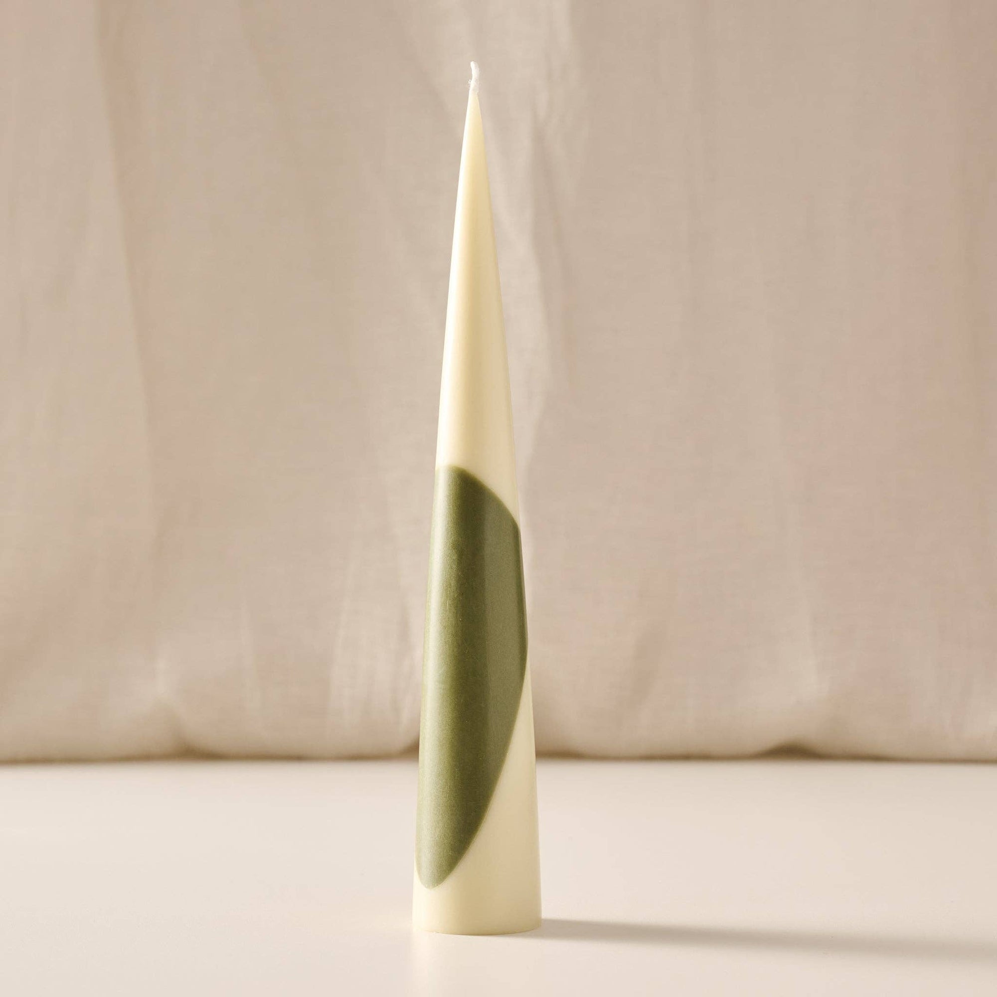 Green Striped Palm Wax Cone Candle