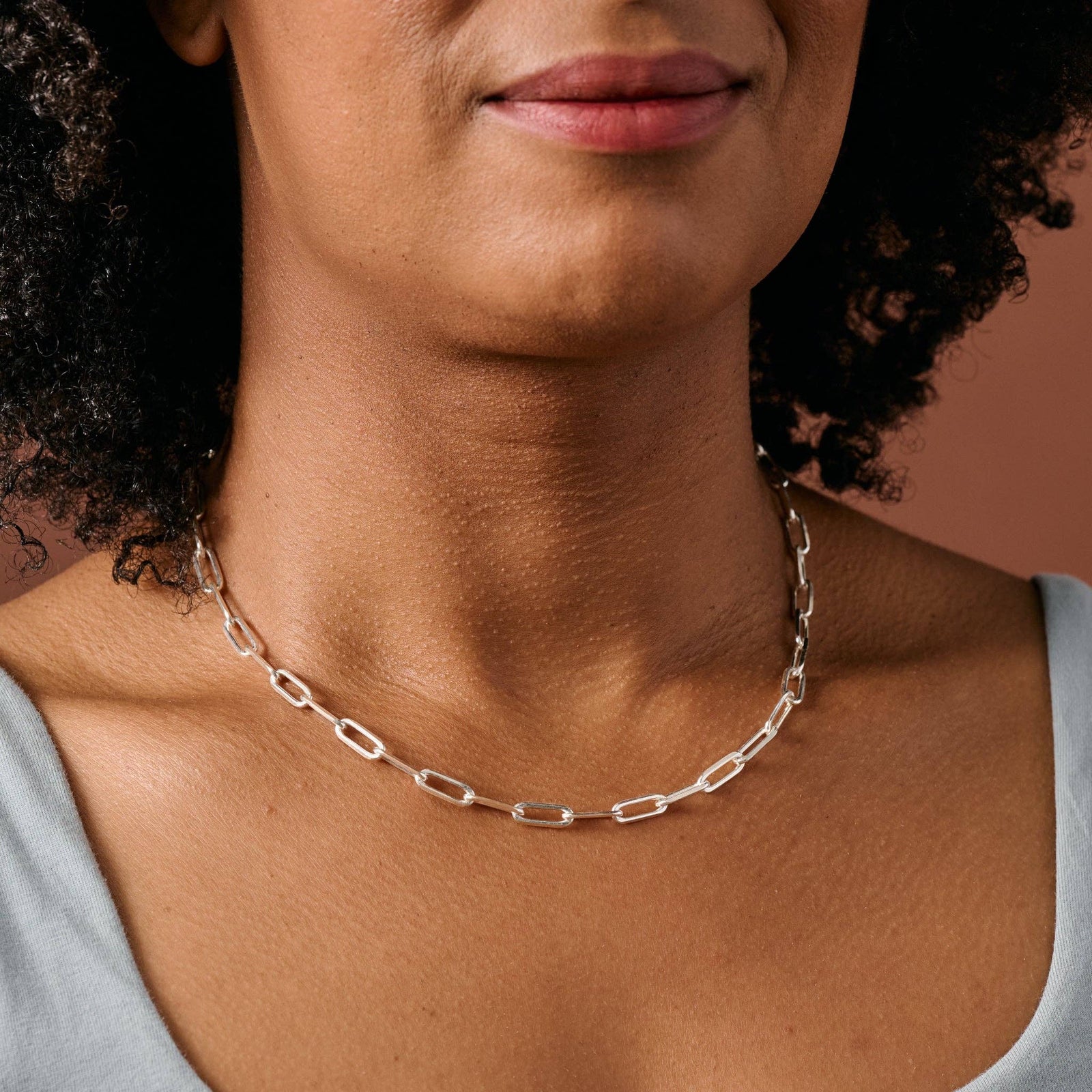 Silver Tone Link Necklace
