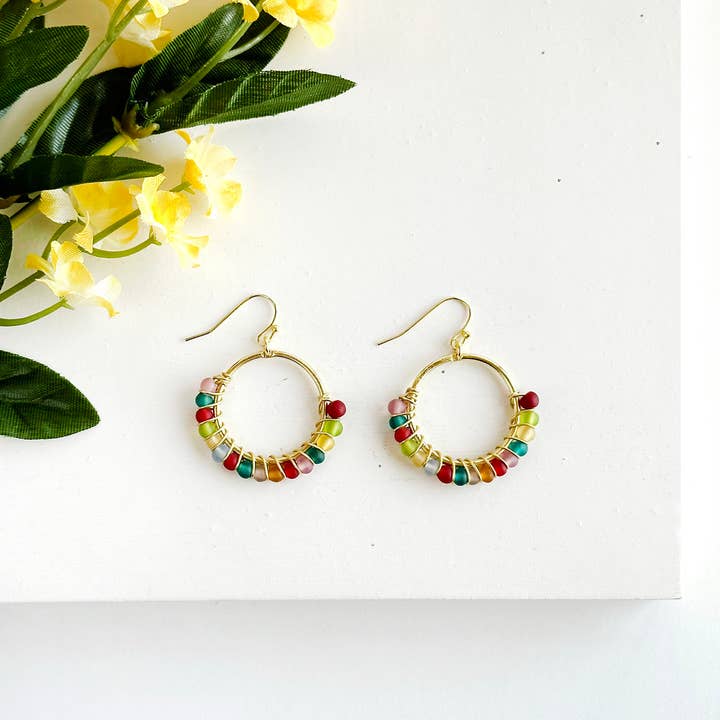 Kaleidoscope Glass Hoop Earrings