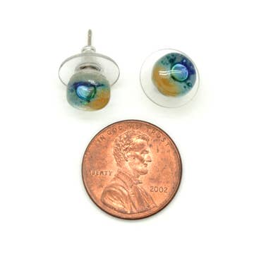 Round Glass Stud Earrings - Assorted