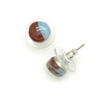 Round Glass Stud Earrings - Assorted