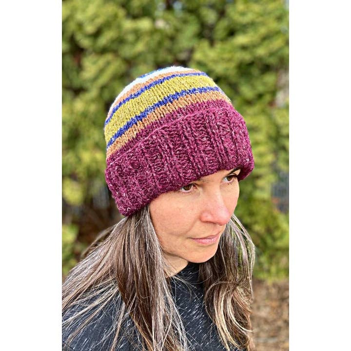 Hemp & Wool Blend Beanie Hat with Cuff - Assorted