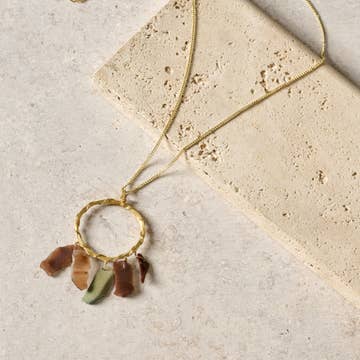 Agate Chip Pendant Necklace (22" L)