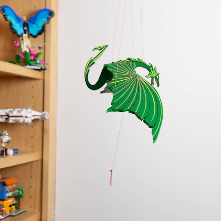 Green Handpainted Dragon Mobile (6&quot; H)