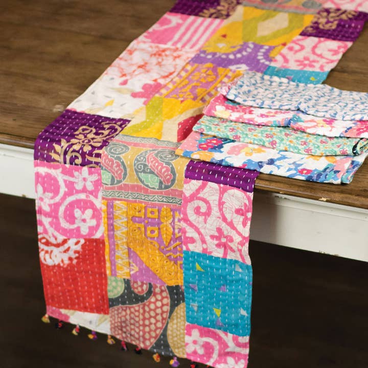 Kantha Tablerunner (70&quot; x 13&quot;)