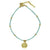 Light Blue Glass Bead Choker with Brass Coin Pendant