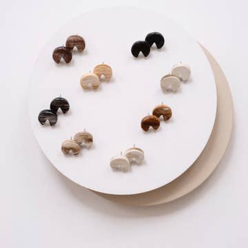 Pie Slice Horn Earrings - Assorted