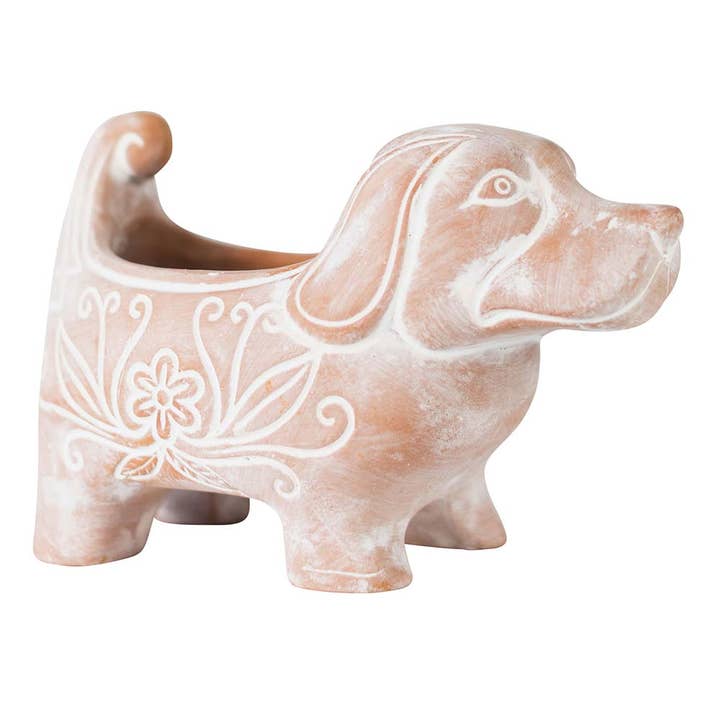 Large Dog Terracotta Planter (9" L)