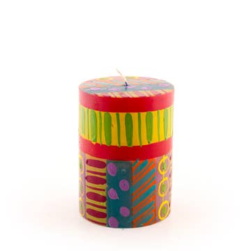 Carousel Handpainted Pillar Candle (4" H)
