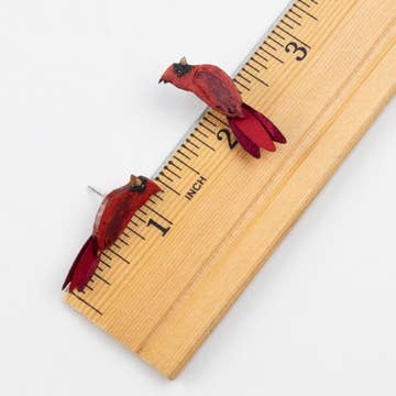 Cardinal Gourd/Fabric/Crystal Earrings