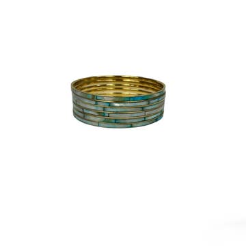Blue Resin Brass Bangle