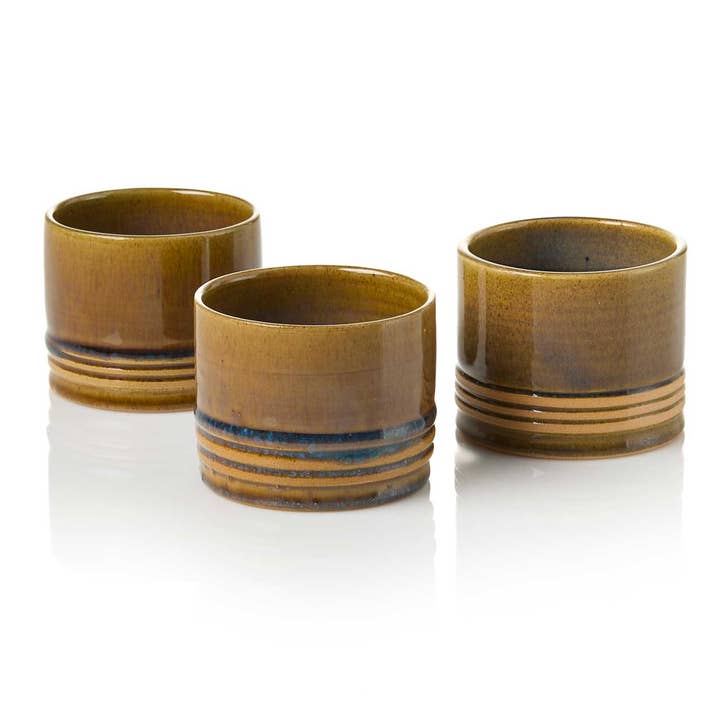 Ribbed Ceramic Planter (3" H x 3.5" D)