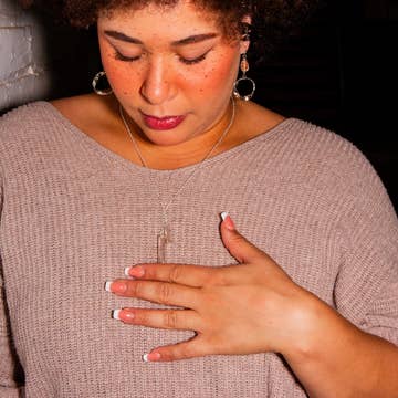 Drop Loop/Glass Recycled Silver-Plated Brass Earrings