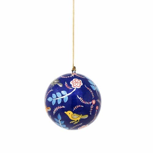 Blue Birds &amp; Flowers Ball Ornament