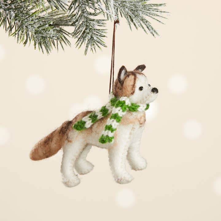 Husky with Scarf Felt Ornament