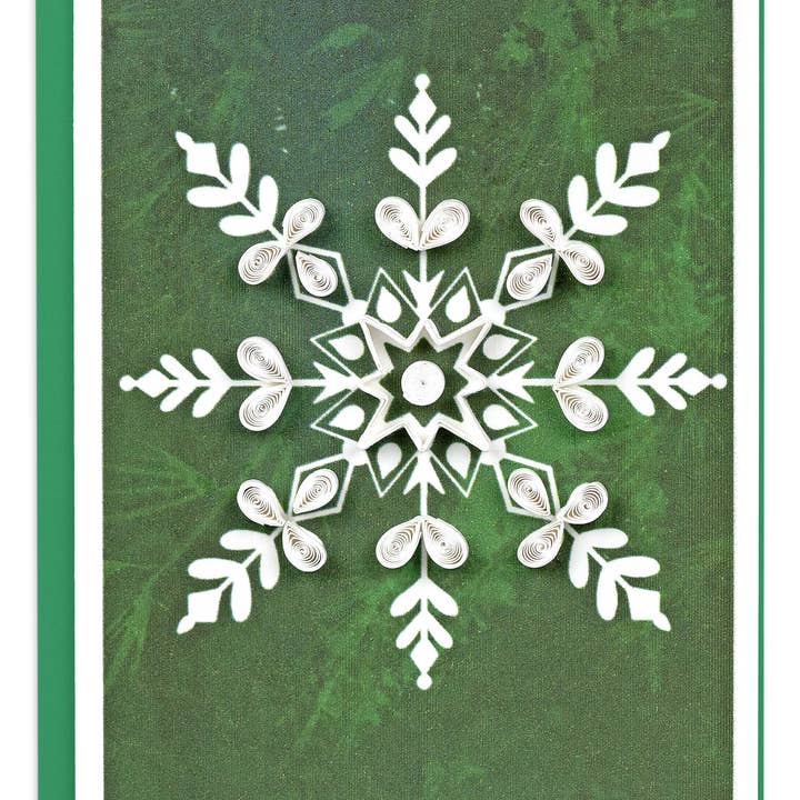 Snowflake On Pine Gift Enclosure Quilled Mini Card