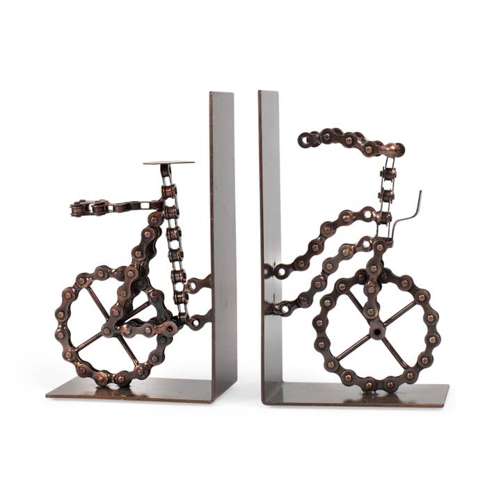 Bicycle Chain Bookends (7" H)