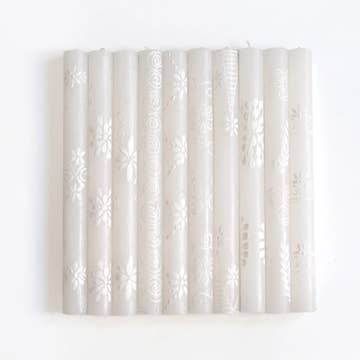 White/White Taper Candle - Set of 2