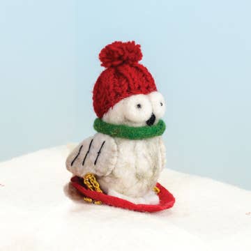 Sledding Owl Felt Ornament