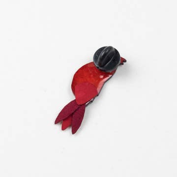 Gourd/Fabric/Crystal Cardinal Pin, Small (3&quot; L)