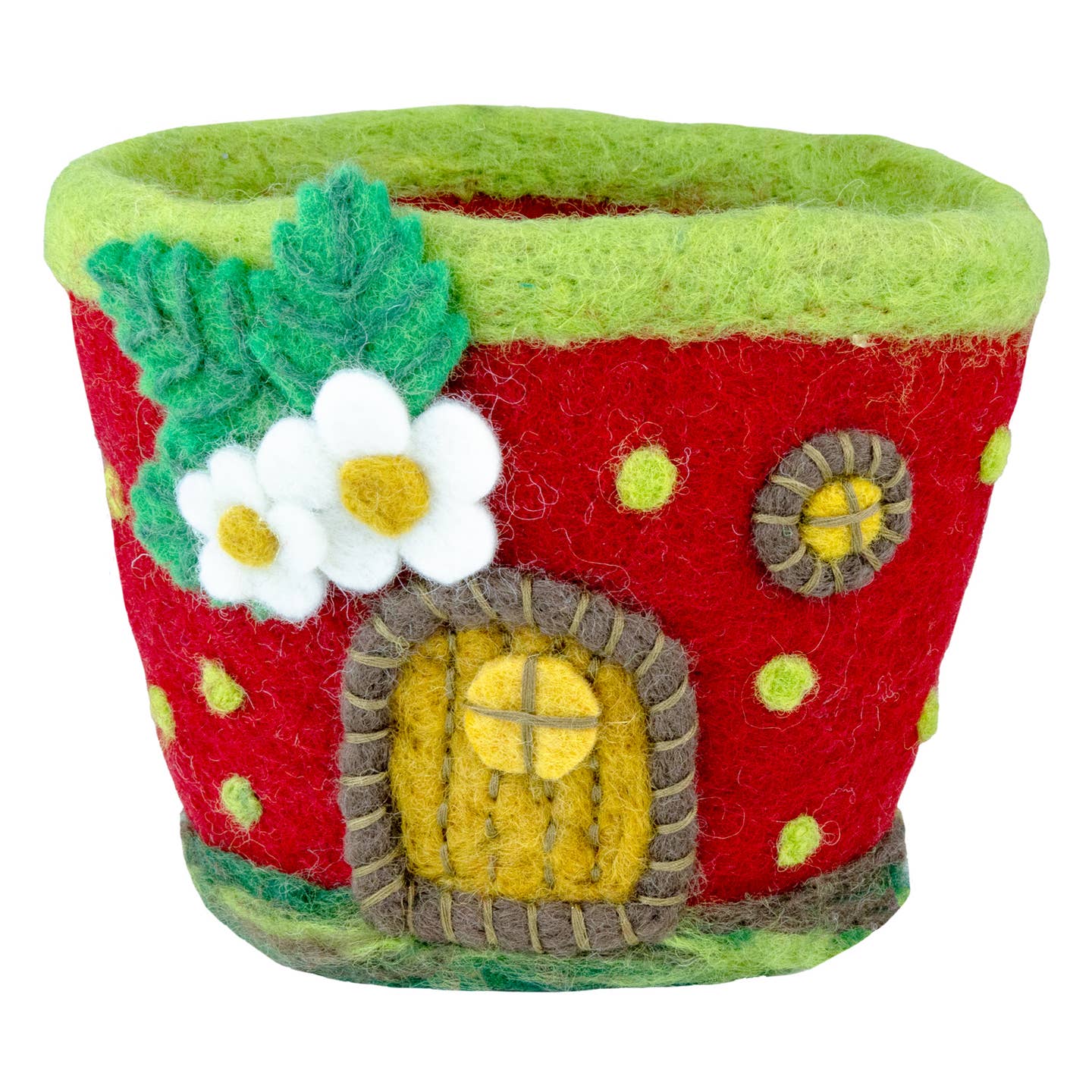 Strawberry Cottage Felt Planter (6&quot; H x 6&quot; D)