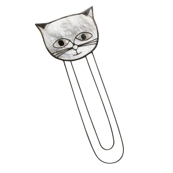 Capiz Shell Cat Face Bookmark - Assorted