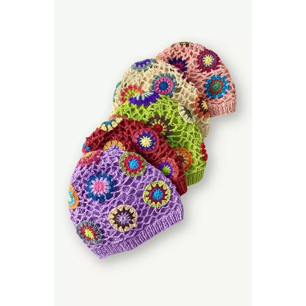 Crochet Net Cotton Hat - Assorted