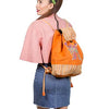 Orange Butterfly Embroidered Drawstring Backpack