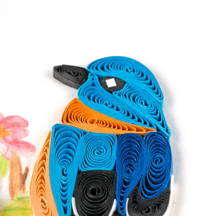 Quilled Bluebird on Flower Branch Gift Enclosure