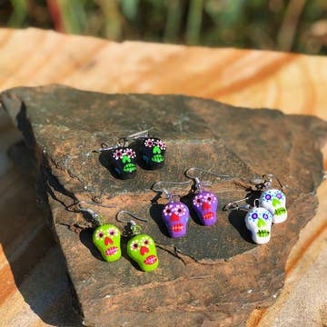 Assorted Skeleton Painted Ceramic Earrings