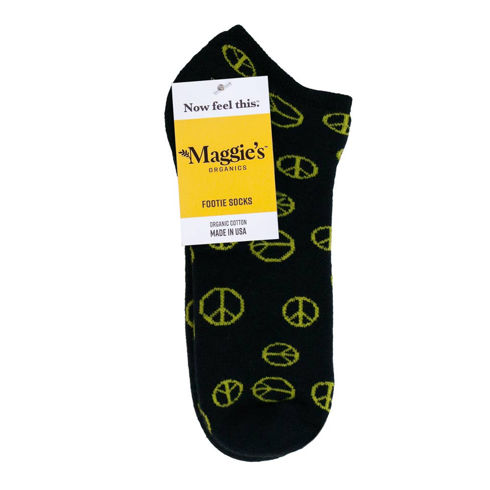Navy Peace Organic Cotton Footie Socks (9 - 11)
