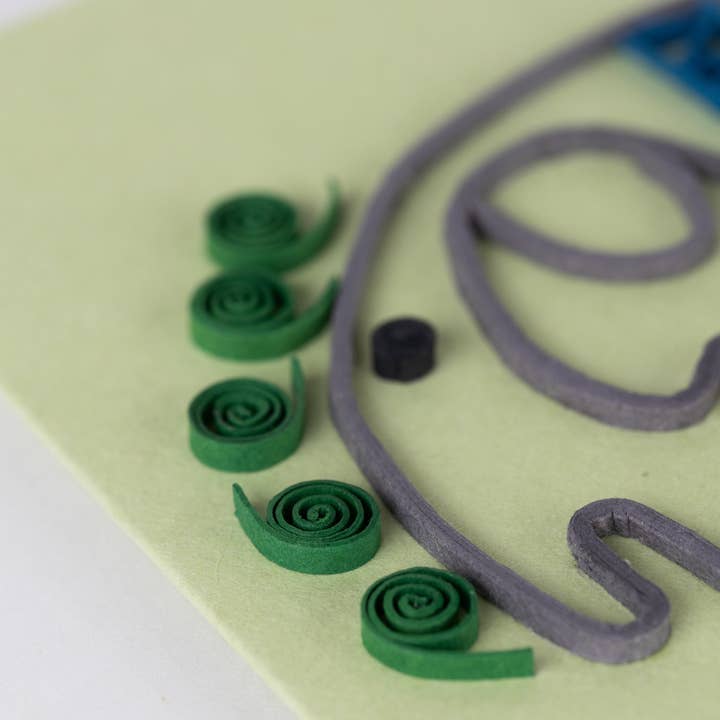 Handmade Paper Elephant Greeting Card (5.5&quot; Sq)