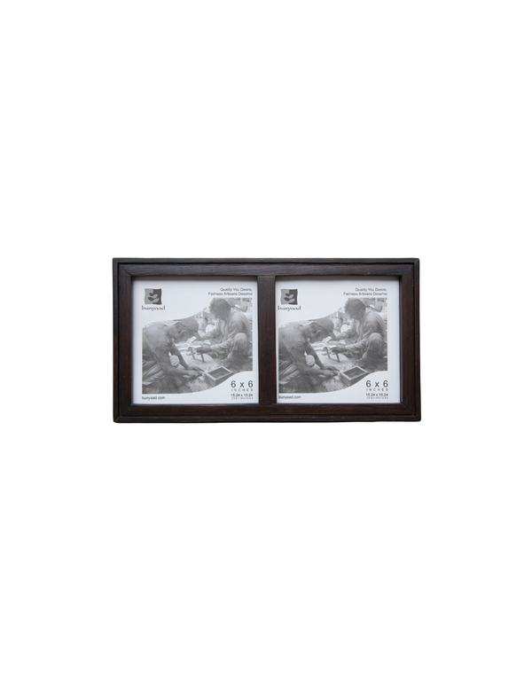 Etched Dark Red Oak Double Frame - Just Creations
