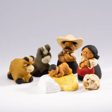 Characato Ceramic Nativity Set, Small - Set of 9