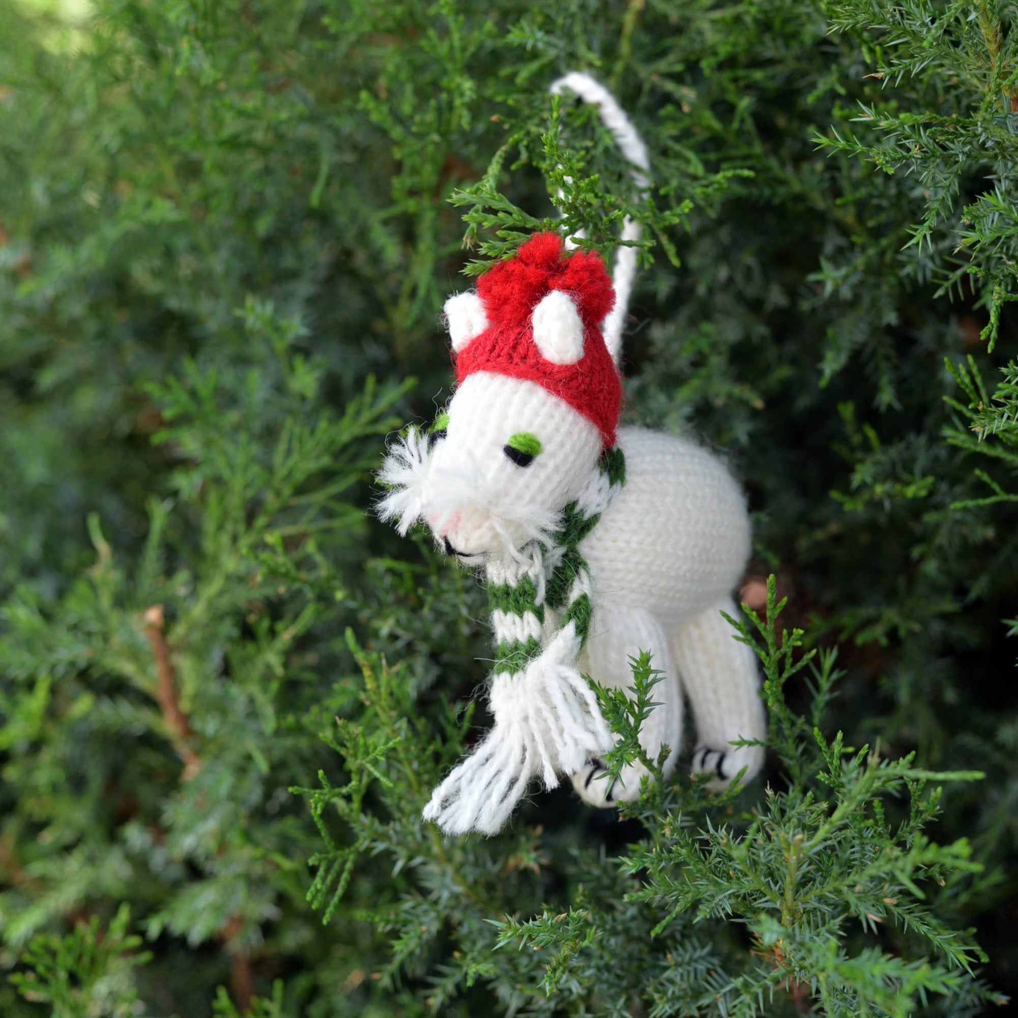 Handmade Cat Knit Ornament - Fair Trade