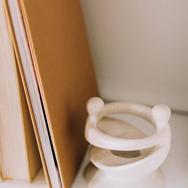 2 Figures Kisii Stone Candleholder