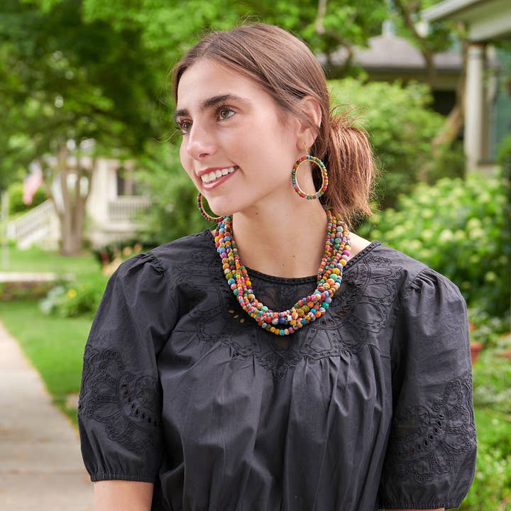 Kantha/Gold Milieu Hoop Earrings