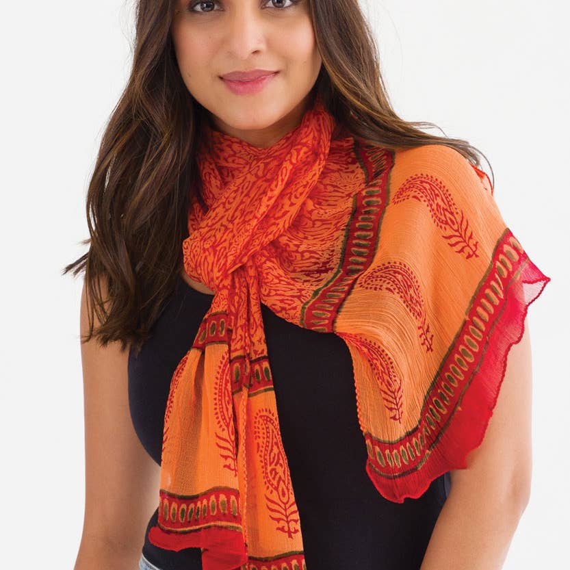 Coral Sheela Chiffon Scarf