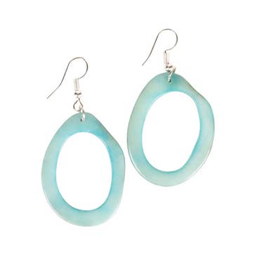 Mint Open Oval Slice Tagua Earrings (2.5" L)