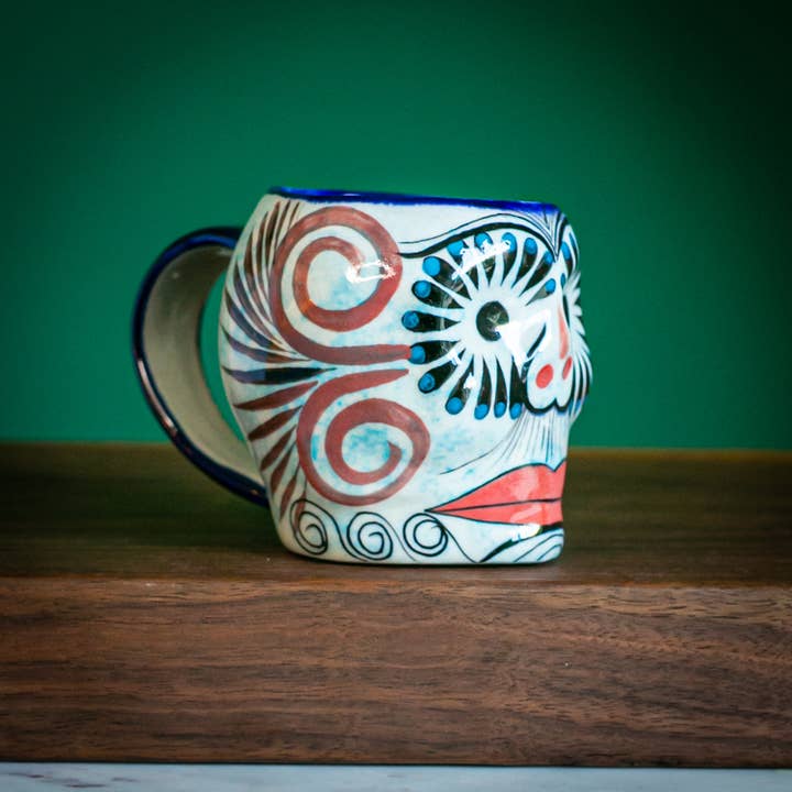 Sugar Skull Skeleton Painted Ceramic Mug