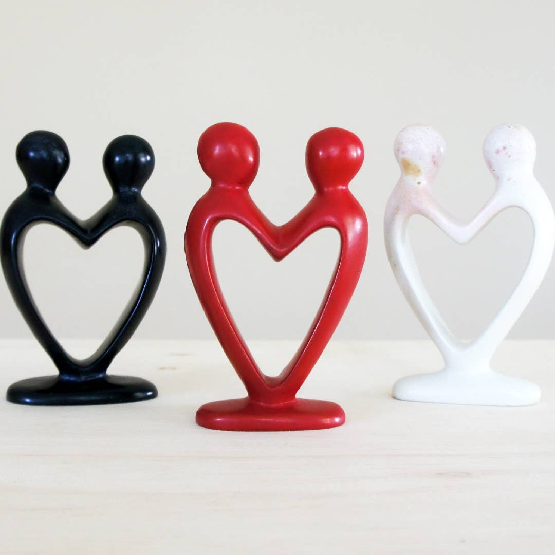 Kisii Stone Couple Heart Sculpture - Assorted