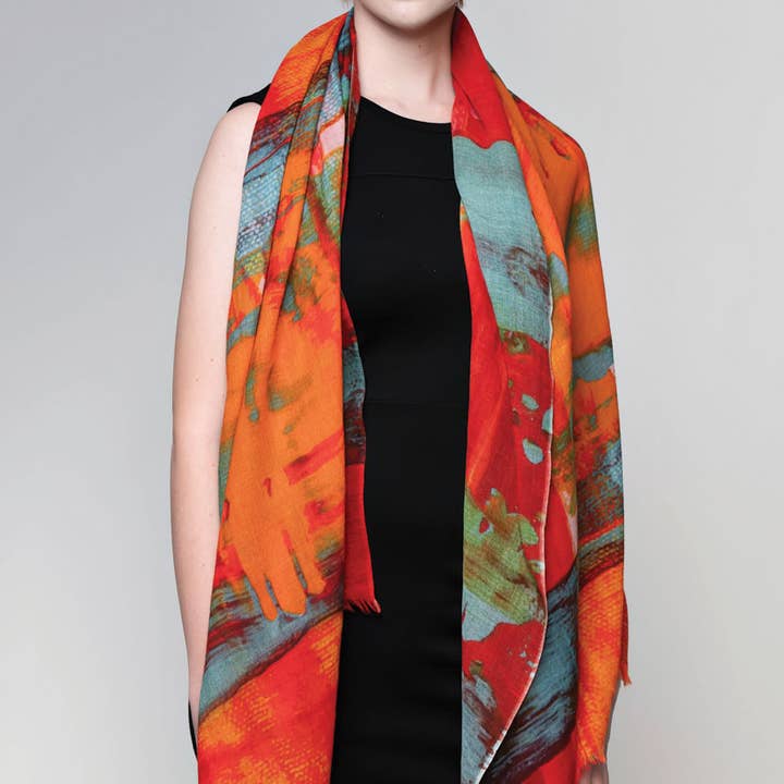 Red Multi Sakshi Fine Wool Shawl