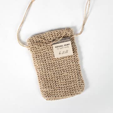 Natural Crochet Hemp Scrubbie Soap Bag (4" x 6")