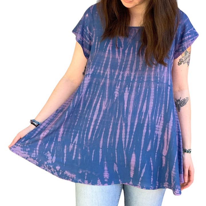 Jenna Tie Dye Cap Sleeves Shirt - Assorted