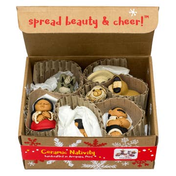 Characato Ceramic Nativity Set, Small - Set of 9