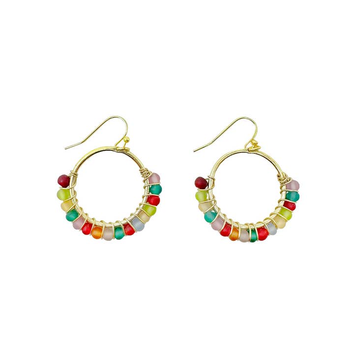 Kaleidoscope Glass Hoop Earrings